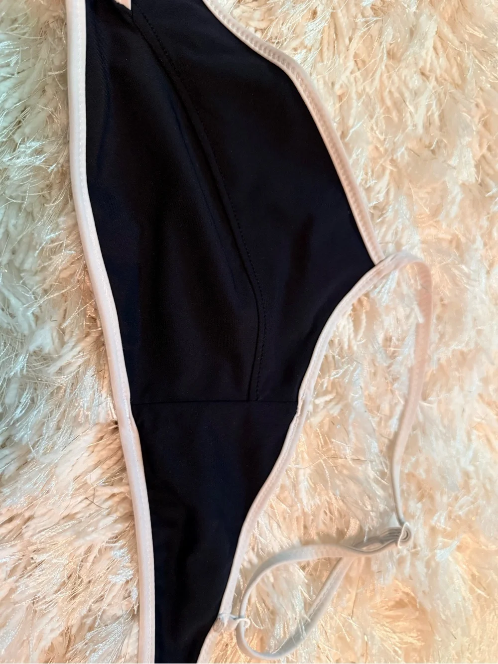 Topic of C Black Triangle Bikini Top with White Trim - Picture 6 of 6